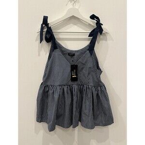 NWT Zalora Peplum Shoulder Tie Babydoll Top XL